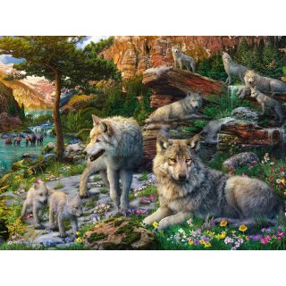 Wolfsrudel im Frühlingserwachen (1500 Teile) [Puzzle]
