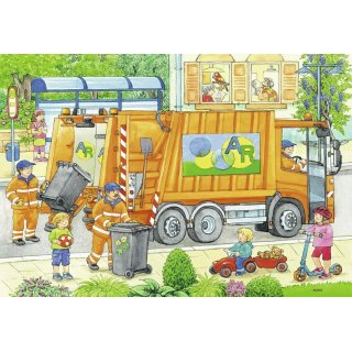 Unterwegs mit Müllabfuhr und Kehrmaschine (2 x 12 Teile) [Puzzle]